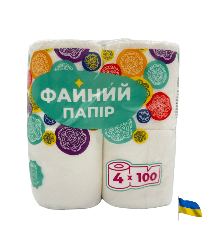 Туалетний папір " Файний папір" білий 2сл. 4 рул/уп