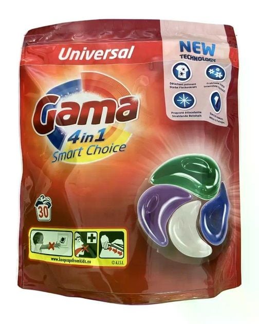 Капсули для прання GAMA 30 шт. Універсальні 4в1 55612