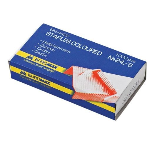 Скоби Buromax №24/6 1000 шт. Різнокольорові BM.4422
