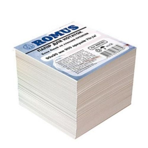 Папір для нотаток Romus Непроклеєний 90х90 мм 900 аркушів Преміум Білий R880382