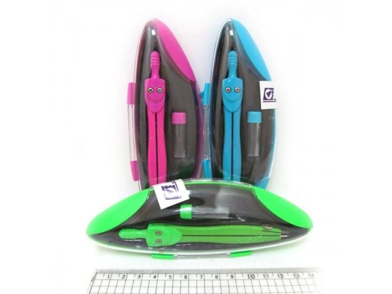 Циркуль VL у пластиковому футлярі, кольорові з грифелем SC01002E