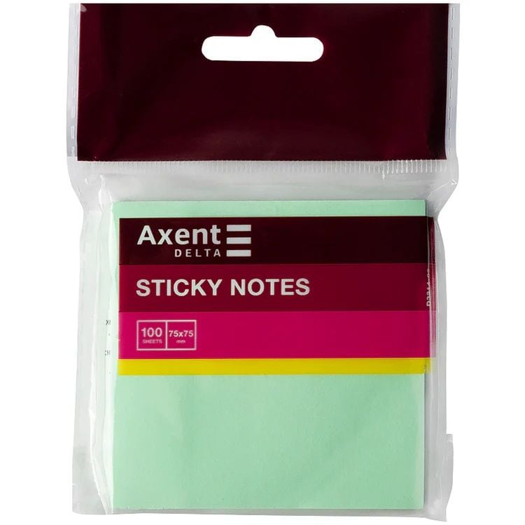 Папір для нотаток 75*75 100 арк Axent,зелений D3314-02