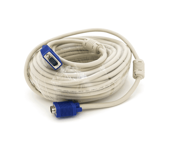 Кабель Merlion VGA 20m, male to male (тато-тато), 2 фериту, білий, Пакет, Q20 06637