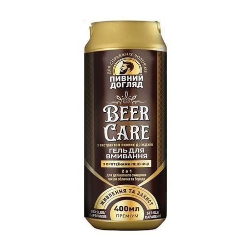Гель для вмивання Beer Care  чоловічий 2в1 з протеїнами пшениці "Живлення та Захист" , 400 мл