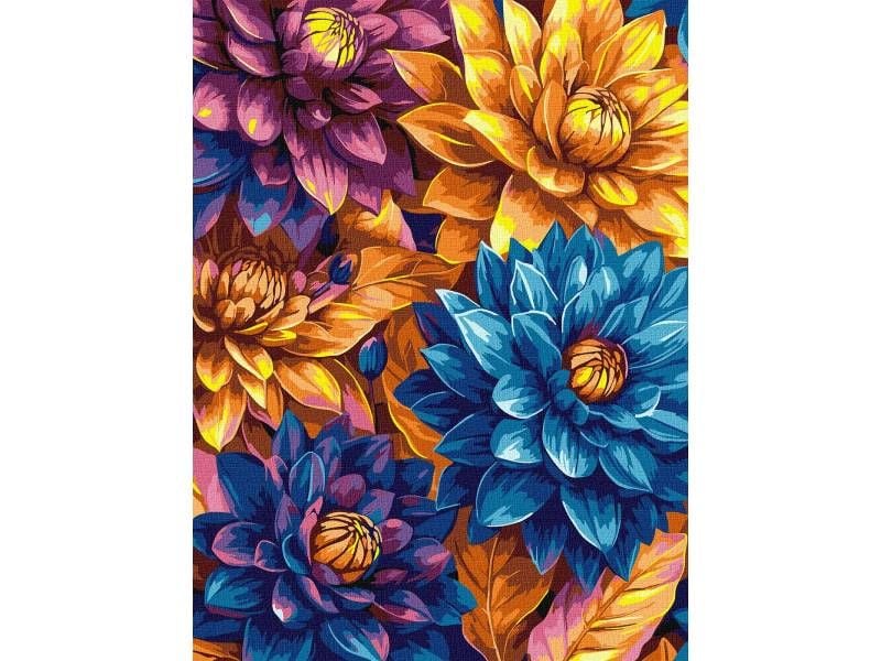 Картина за номерами Ідейка 30*40см ЯСКРАВІ ЖОРЖИНИ КНО-3305