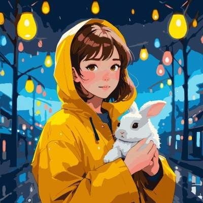 Картина за номерами 40*40 см "Дівчина з зайченям"  LED підсвітка 955103