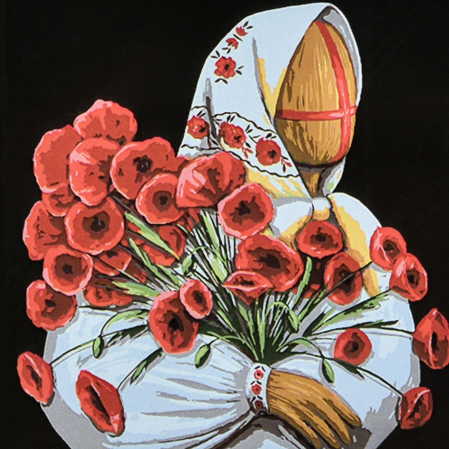 Картина за номерами 40*40 см "Маковія" на чорному фоні AV4040-91