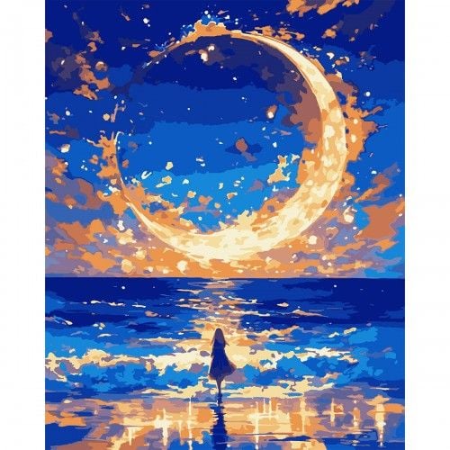 Картина за номерами 40*40 см "Місяць у вогнях" LED підсвітка 955068