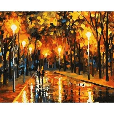 Картина за номерами 40*40 см "Осінній парк" LED підсвітка 955074