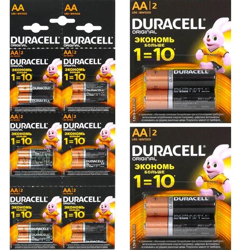 Батарейка Duracell LR-6 АА по 2 штуки  на блістері