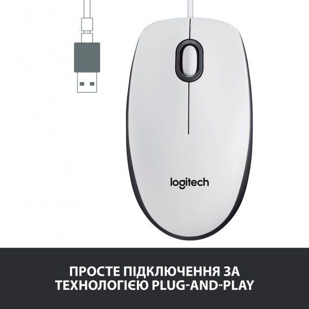 Мишка USB Logitech Mouse  M100, біла