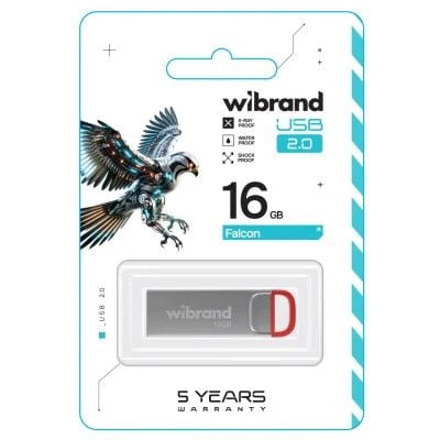 Флеш-накопичувач Flash Wibrand USB 2.0 Falcon 16 Gb Red/Silver