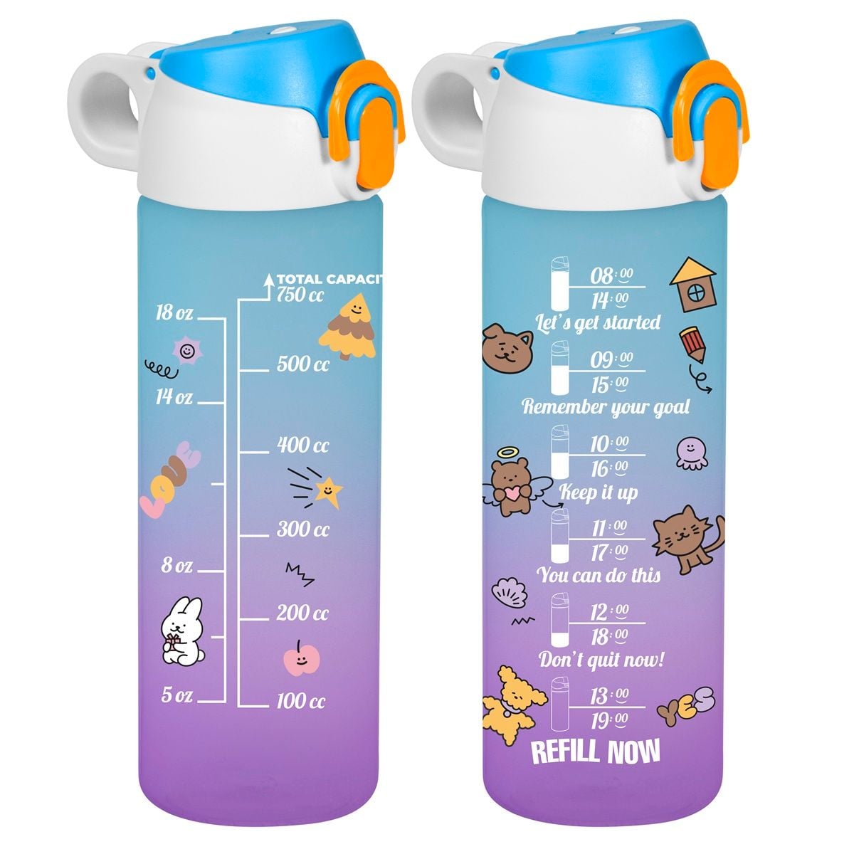 Пляшка для води пластік Herevin PC-Double Coloured з кнопкою 0.75 л для спорту