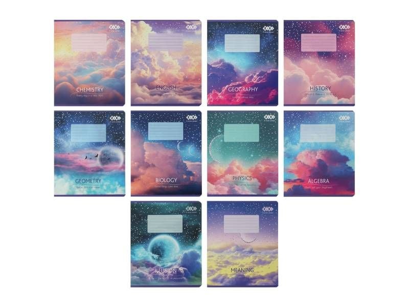 Зошит предметний 36л. кл Zibi комплект CLOUDS (набір 10шт. з 8 предметів) ZB.1732-99