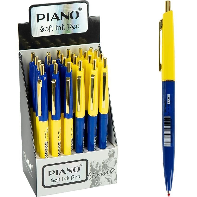 Ручка масляна автоматична 0,7мм PIANO синя PT-056