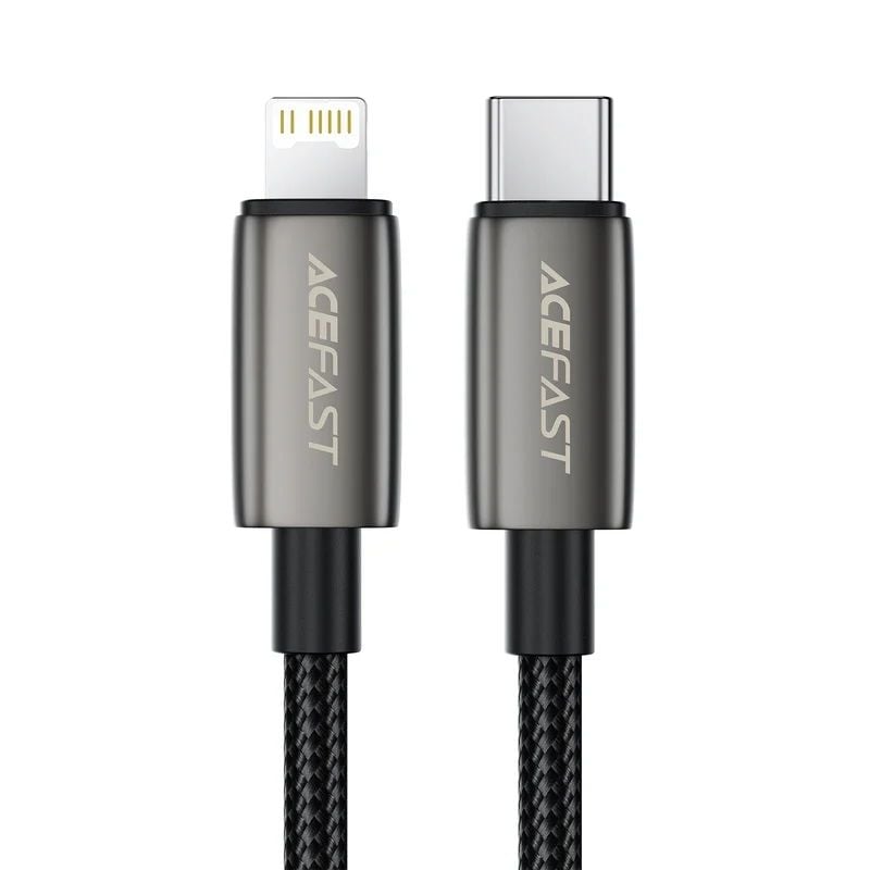 Кабель ACEFAST C23-01, USB to iP, 30W,1.2m, Nylon, Zinc alloy + TPE connectors, Black