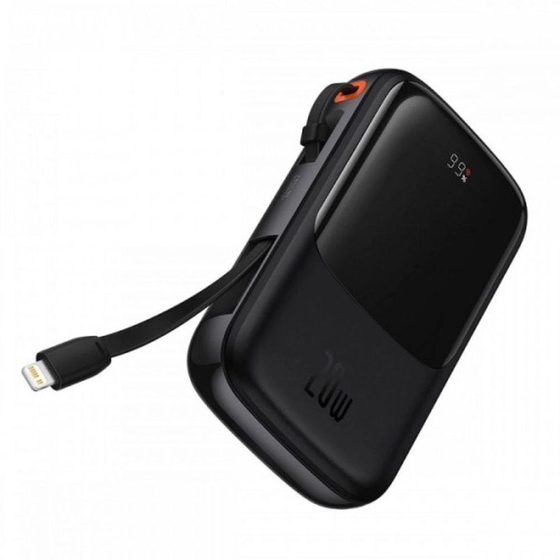 Зовнішній акумулятор Baseus Qpow Pro Digital Display Fast Charge Power Bank 10000mAh 20W  iP Edition Black （With: Simple charging cable  Type-C  3A 0.3m Black) PPQD020001