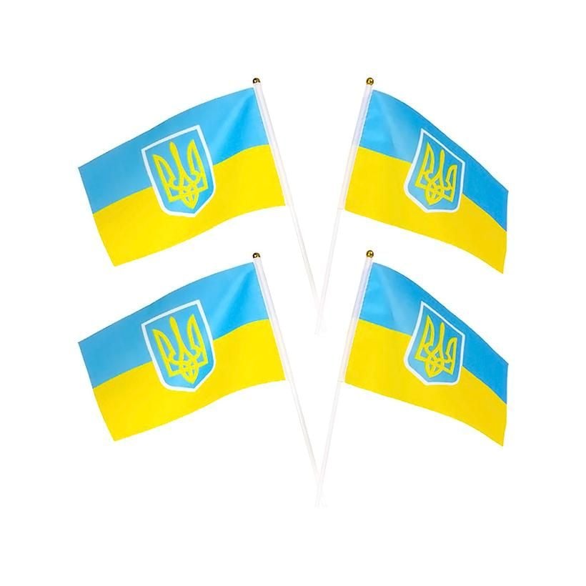Прапор України з флагштоком 14*21см
