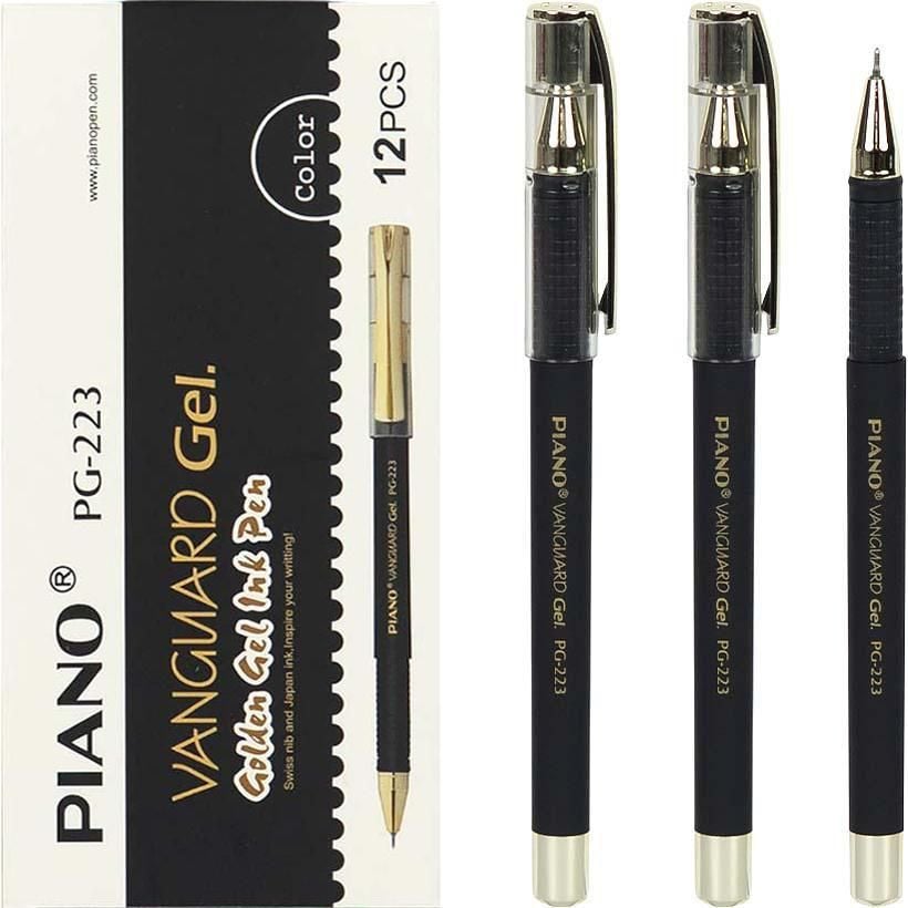Ручка гелева 0,5мм PIANO чорна PG-223