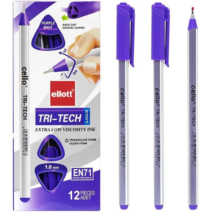 Ручка масляна 1мм "TRI-TECH" Ellott фіолетова CL1003-12