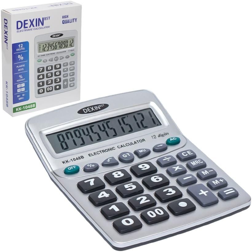 Настільний калькулятор 12-розрядний 20*16*3см з великими кнопками Dexin KK-1048B