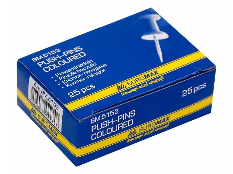Кнопки-гвоздики Buromax кольорові 25шт BM.5153