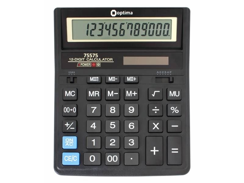 Калькулятор Optima 12 розрядів, розмір 203*158*30.5 мм O75575