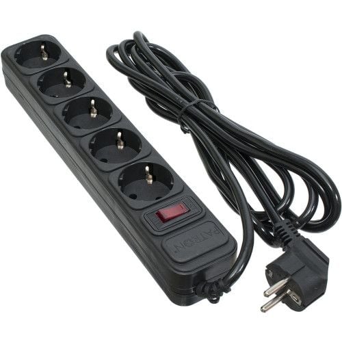 Мережний фільтр живлення 5 розеток 3м 3*1мм2 BLACK PATRON SP-1053
