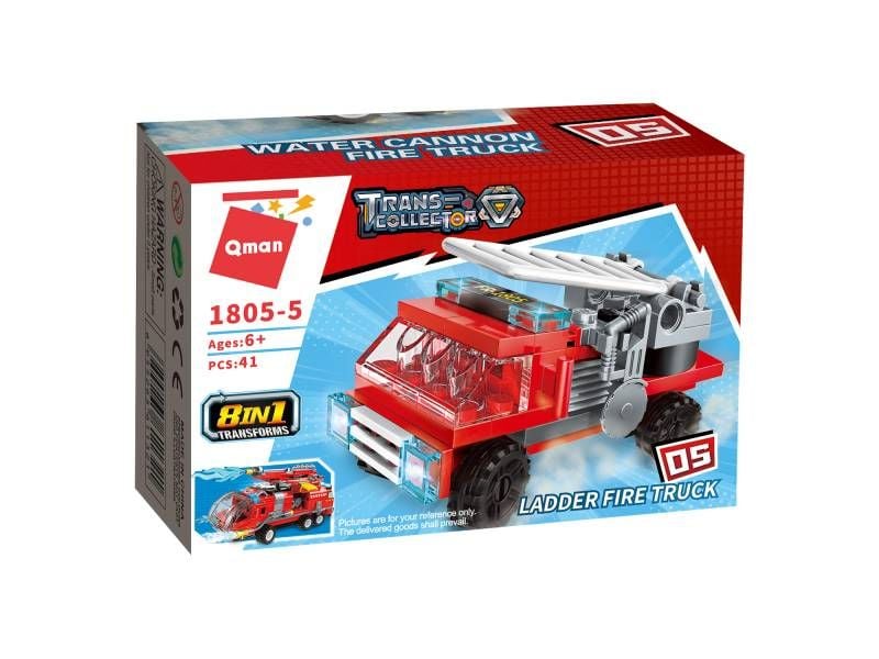 Конструктор Qman ТРАНСПОРТ ПОЖЕЖНИЙ/АВТО (LADDER FIRE TRUCK) 41 дет. 1805-5