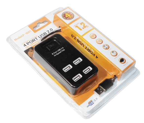 Хаб USB 2.0 4 порта,480Mbts живлення від USB, з вимикачем 08647