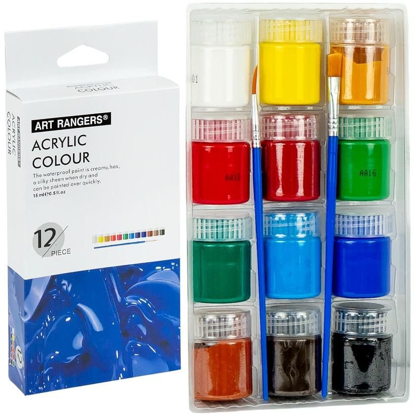 Фарби 15мл "Art Ranger" 12 кольорів "Acrylic" з пензлями A12015-1