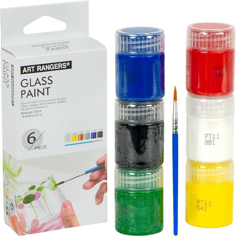 Фарби 15мл для скла "Art Ranger" 6 кольорів "Glass" з пензлем A06015-2