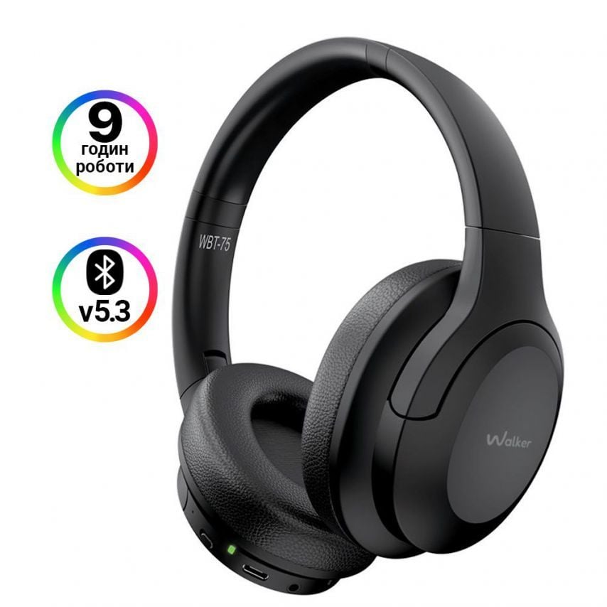Навушники Bluetooth WALKER WBT-75 black