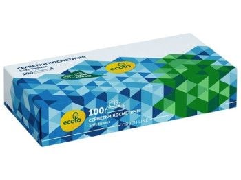 Серветки косметичні 100л "ЕКОЛО" 2сл. білі ПЕНАЛ