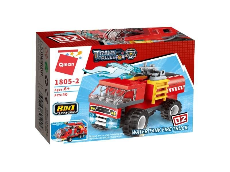 Конструктор Qman ТРАНСПОРТ ПОЖЕЖНИЙ/АВТО (WATER TANK FIRE TRUCK) 40 дет. 1805-2
