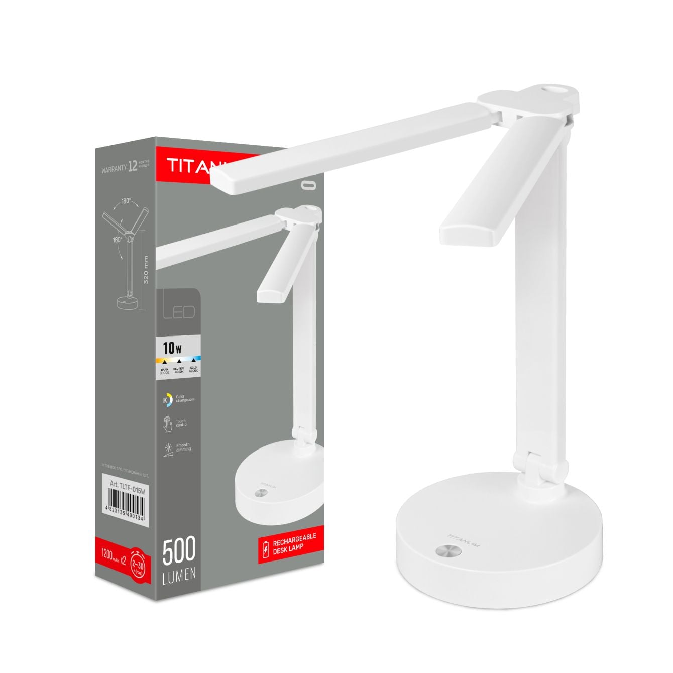 LED лампа настільна з акумулятором TITANUM TLTF-015W 10W White