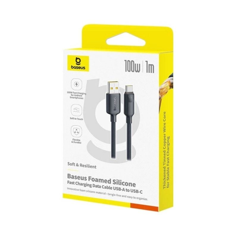 Кабель Baseus Foamed Silicone Fast Charging Data Cable USB to Type-C 100W Comic 1m Black E0426800