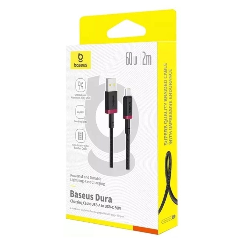 Кабель Baseus Dura Series Fast Charging Cable USB to Type-C 60W 2m Red+Black P10377802U01-03