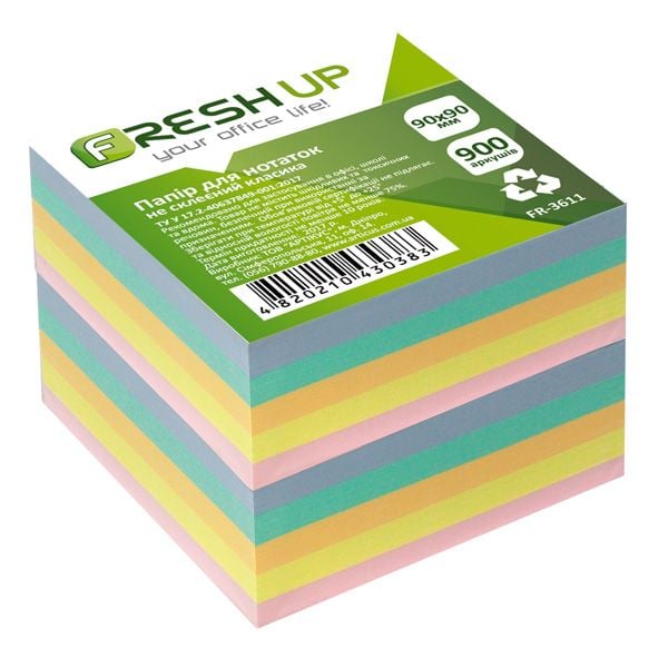 Блок паперу Класика Fresh Up 90х90мм асорті 900арк не проклеєний FR-3611