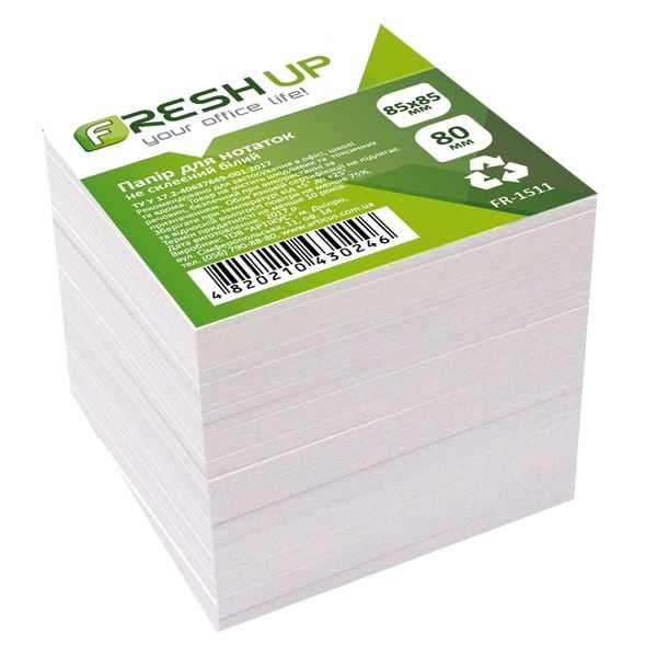 Блок паперу Premium Fresh Up білий 85х85мм 800арк не проклєен FR-1511