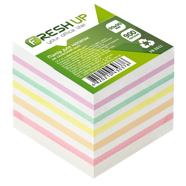 Блок паперу Fresh Up 90х90мм асорті 900арк не проклеєн FR-2611
