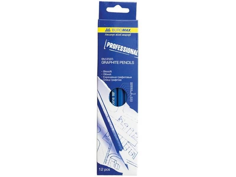 Олівець графітний набір Buromax PROFESSIONAL (12шт.) 4H-6B