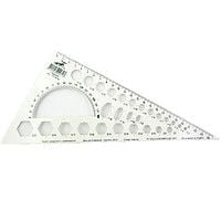 Трикутник білий пластик з транспортиром та геом 25см